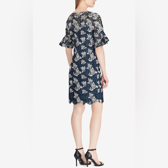 Ralph Lauren Navy and White Floral Lace Dress - Picture 2 of 8